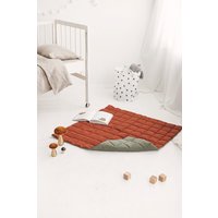 Rustikale Grüne Leinen Baby Spielmatte, Terrakotta Gesteppte Spieldecke Doppelseitiger Kinder Teppich, Gepolsterter Teppich Matratze von SandSnowLinen