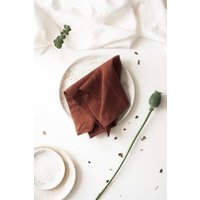 Weiches Leinen-Servietten-Set in 33 Farben Erhältlich, Rost-Leinen-Servietten Mit Ecken Auf Gehrung, Reines Leinen-Servietten Rost-Orange von SandSnowLinen