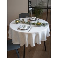 Weiße Runde Leinen Tischdecke, Weihnachts Tischdecke, Runde Tisch Hochzeit Tischdecke, Extra Große Kreis Tischdecke von SandSnowLinen