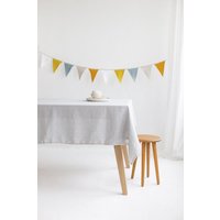 Wolke Grau Leinen Pom Tischdecke, Tischdecke Mit Quaste, Natürliche Graue von SandSnowLinen