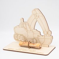 Geldgeschenk Bagger - Aus Holz Personalisiert von SandavDesigns