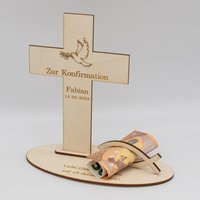 Geldgeschenk Konfirmation - Kreuz Aus Holz Personalisiert von SandavDesigns
