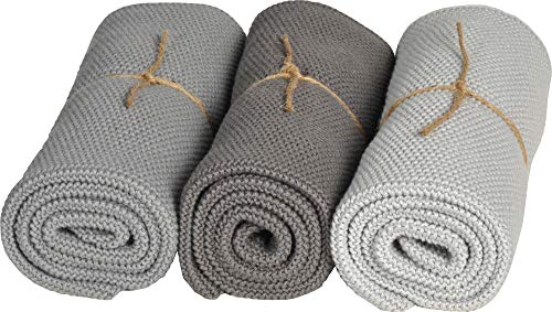Sander Geschirrtuch "Kitchen Friends" 3er-Pack Baumwolle grau-schwarz Größe 40x60 cm von Sander