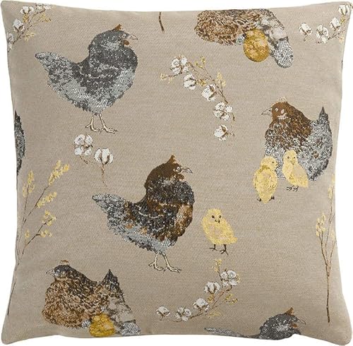 Sander Kissenhülle Pulcino Ostern 40 x 40cm Artikel 75486 Fb. 19 18% Baumwolle 82% Polyester Hahn Henne Küken creme braun anthrazit gelb von Sander