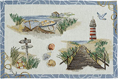 Sander Platzset Tischset Seaside 32 x 48cm 70% Baumwolle Ostsee Meer Möven Boote Muscheln von Sander