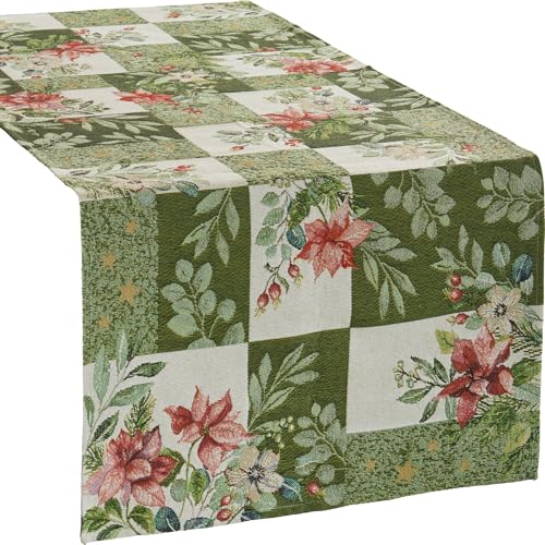 Sander Tischläufer Poinsettia Patch Gobelin grün-rot Größe 49x143 cm von Sander