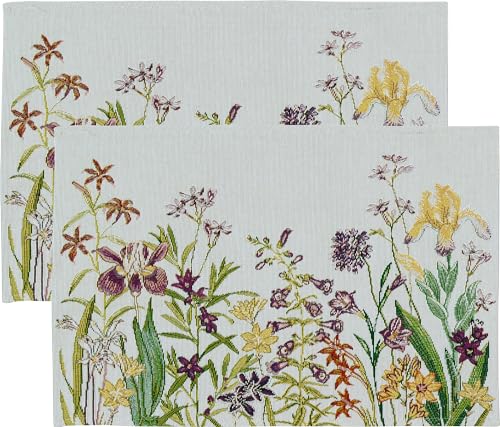 Sander Tischset Flowery im 2er-Pack Gobelin Natur-bunt Größe 32x48 cm von Sander
