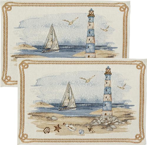 Sander Tischset Lighthouse im 2er-Pack Gobelin blau-Natur Größe 32x48 cm Sander Tischset Lighthouse im 2er-Pack Gobelin blau-Natur Größe 32x48 cm von Sander