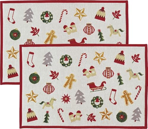 Sander Tischset X-Mas Wonders 2er-Pack Gobelin rot Größe 32x48 cm von Sander