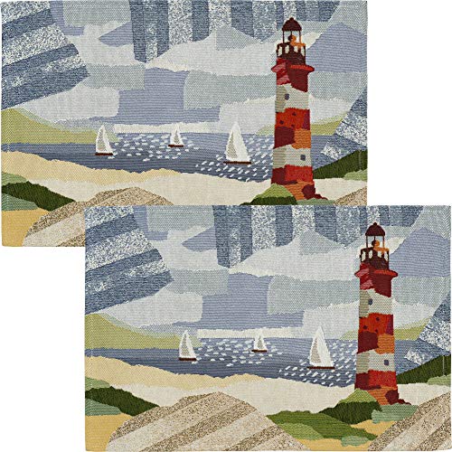 Sander Tischset by The sea 2er-Pack Gobelin hellblau-rot Größe 32x48 cm von Sander