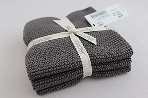 Sander Wischtuch Geschirrtuch Baumwolltuch Öko-Standart 3-er Set 25cm x 25cm Allstars Artikel 11890 Fb. 34 dunkelgrau 100% Baumwolle gestrickt von Sander