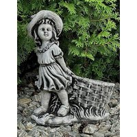 Skulptur Blumentopf, Mädchen Figur Mit Pflanze, Korb, Topf, Steinmädchen Skulptur, Für Ein Geschenk von SanderStatue