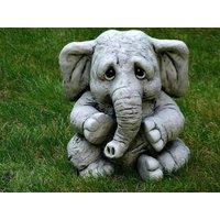 steinelefantenfigur, Betonelefant, Elefant Sitzend, Dekorative Elefantstatue, Betonfiguren Für Den Garten, Geschenk von SanderStatue