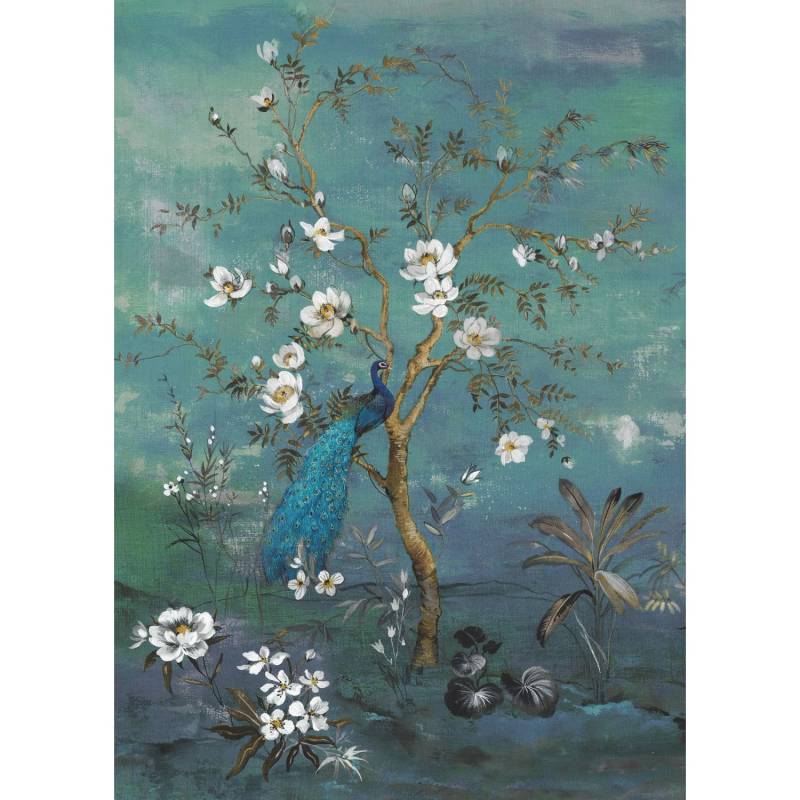 Sanders & Sanders Fototapete Pfau Blau 200 x 280 cm 611972 von Sanders & Sanders