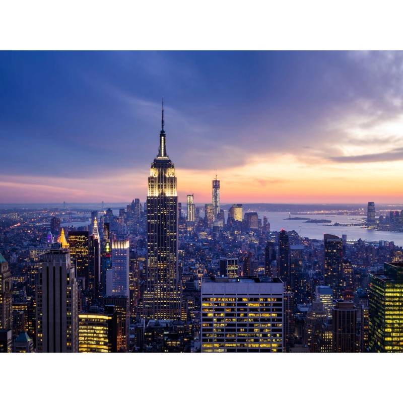 Sanders & Sanders Fototapete Stadtblick Blau Gelb und Lila 360 x 270 cm 600533 von Sanders & Sanders