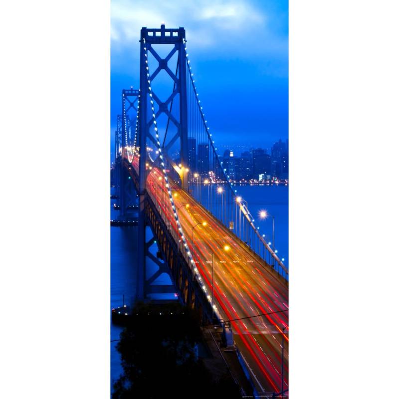 Sanders & Sanders Poster Stadtblick Blau und Orange 90 x 202 cm 600821 von Sanders & Sanders