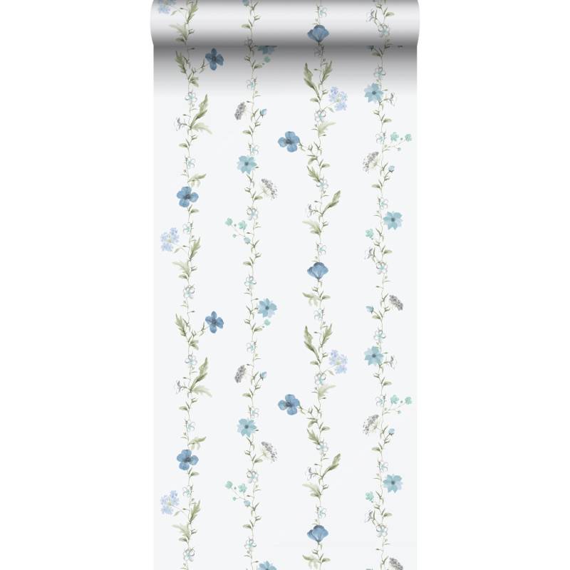 Sanders & Sanders Tapete Blumen Blau Und Weiß 53 Cm X 10 M - 640171 von Sanders & Sanders