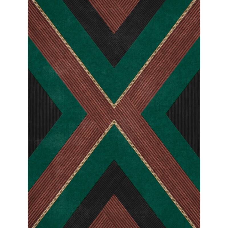 Sanders & Sanders Tapete Geometrisches Motiv Terrakotta Grün Und Schwarz 53 Cm X 10 M - 640550 von Sanders & Sanders