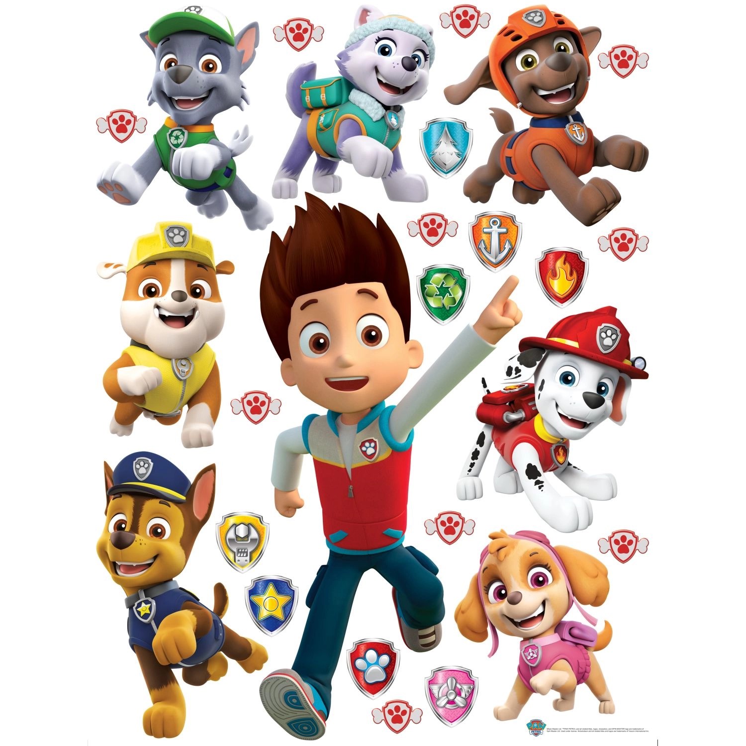 Sanders & Sanders Wandtattoo Paw Patrol Rot Gelb und Grün 65 x 85 cm 600175 von Sanders & Sanders