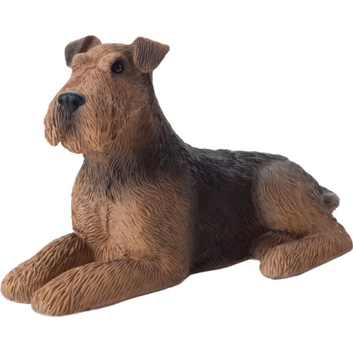 Sandicast Airedale Terrier, liegende Skulptur, schwarz/Hellbraun, S Size von Sandicast