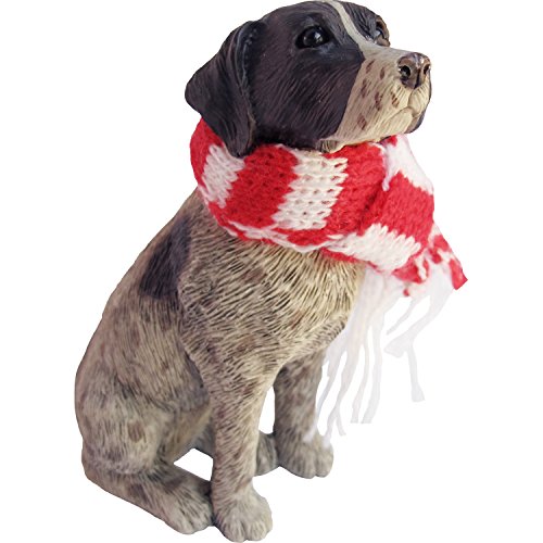 Sandicast German Shorthaired Pointer with Red and White Scarf Christmas Ornament von Sandicast