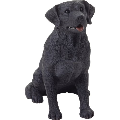 Sandicast Große Life Größe schwarz Labrador Retriever Skulptur, weiß, Mid Size von Sandicast