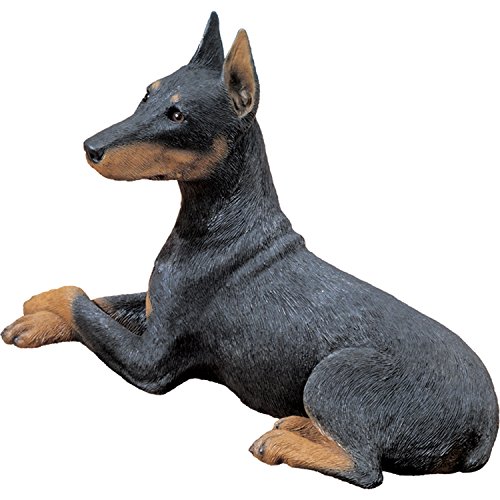 Sandicast Original Size Black Doberman Pinscher Sculpture, Lying von Sandicast
