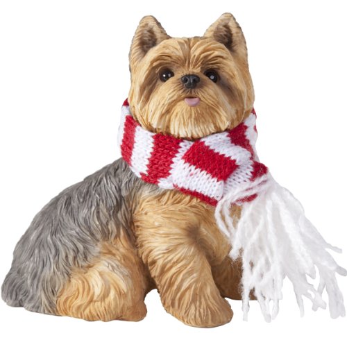 Sandicast Yorkshire Terrier with Red and White Scarf Christmas Ornament von Sandicast