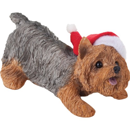 Sandicast Yorkshire Terrier with Santa Hat Christmas Ornament von Sandicast