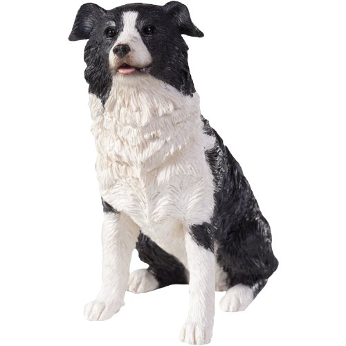 Sandicast schwarz und weiß Border Collie Skulptur, schwarz, S Size von Sandicast