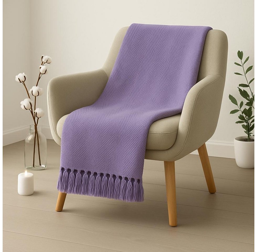 Plaid Plaid Color aus Biobaumwolle 170x210cm in Flieder, Sandiik, Made in Stuttgart von Sandiik