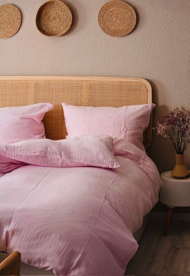 Sandiik Bettwäsche Bio-Musselin Bettwäsche 135x200cm in Zartrosa mit Reißverschluss von Sandiik