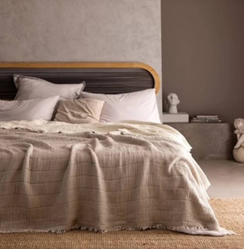 Wohndecke Musselin Wohndecke Carolines Double Face Sand/Beige, Sandiik, Kuscheldecke auf dem Sofa oder als Zudecke zum Schlafen von Sandiik