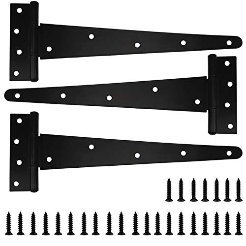 Sandiyago 3 Stück Robuste T-Scharniere 400 mm (16 Zoll), T-Scharnier für Holztür, Schwarz, Passende Schrauben Enthalten von Sandiyago