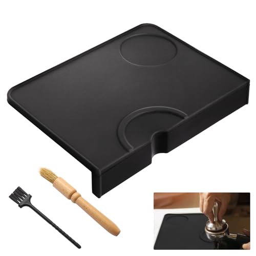 Sandiyago 3 Stücke Kaffee Tampermatte, Barista Matte, Espresso Matte, Barista Zubehör, Schützt Arbeitsfläche und Siebträger, Kaffee Tampermatte Aus Hochwertigem Silikon, Zwei Reinigungsbürsten von Sandiyago