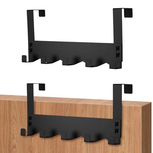 Sandiyago Türgarderobe zum Einhängen, 2 Stück Stabile Türhaken zum Einhängen, Metall Matt Tür Kleiderhaken, Platzsparende Flexible Türhakenleiste mit Anti-Rutsch für Gesamte Wohnung (31CM) von Sandiyago