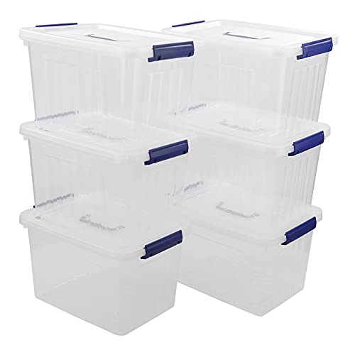 Sandmovie 10 L Transparente Aufbewahrungsboxen Aufbewahrungsbehälter Kleine aus Kunststoff mit Deckel und Griffen, 6 Stück von Sandmovie