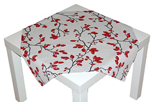 Sandner Hagebutten Mitteldecke Tischdecke Decke Herbst Tischdekoration Aufleger Beige Rot Rustikal (62 x 62 cm) von Sandner