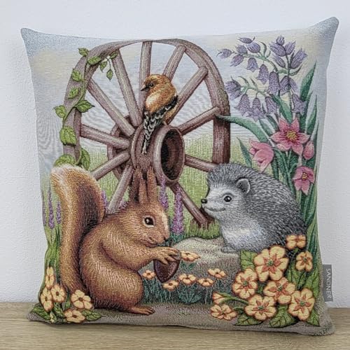 Sandner Kissenhülle Gobelin Igel - Rad 45 x 45 cm Kissenbezug Sofakissen Dekokissen, 1 Stück, 5172K06-01 von Sandner