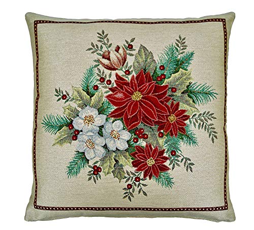 Sandner Kissenhülle 45x45 cm Sofakissen Kissenbezug Hülle Gobelin Bezug Dekokissen Weihnachtsgirlande von Sandner