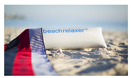 Strandtuch/Strandlaken beachrelaxer mit aufblasbarem Kissen - Streifen Blau/Rot - 185 cm x 80 cm von Sandori