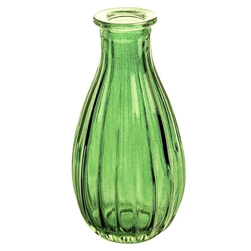 Blumenvase Rim 14,5cm. Glasflasche, kleine Vase, Glasvase für kleine Blumen GRÜN von Sandra Rich GmbH