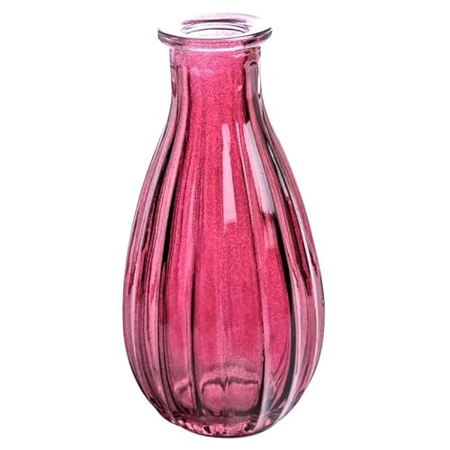 Blumenvase Rim 14,5cm. Glasflasche, kleine Vase, Glasvase für kleine Blumen rot pink Fuchsia von Sandra Rich GmbH