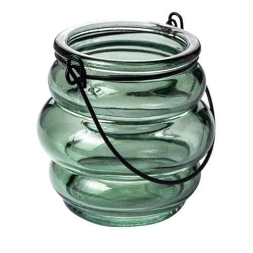 Glaslaterne mit Henkel 8cm. Teelichthalter Windlicht Kerzenhalter Kerzenglas (Grün) von Sandra Rich