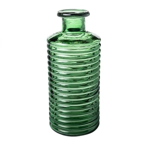 Glasvase Channel Bottle 21cm. Blumenvase aus Glas, Flasche, geriffelt mit Wellen GRÜN von Sandra Rich GmbH