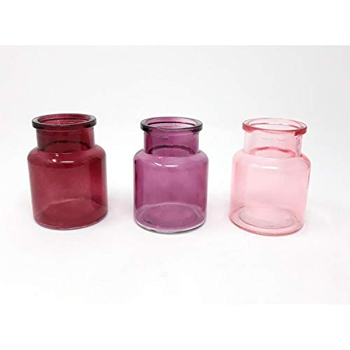 Sandra Rich GmbH Glas VASE Bottle Balanced. 3 kleine Flaschen ca 7,5 x 5,5 cm. Fuchsia - ROSA 1166-8-11 von Sandra Rich GmbH