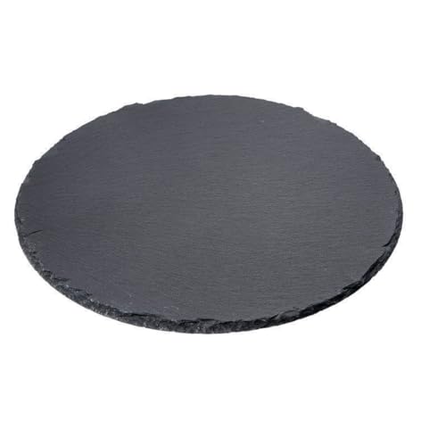 Sandra Rich GmbH Schiefer-Servierplatte. Rund 30 cm. Schieferplatte Serviertafel Serviertablett Servierteller Käseplatte Brotzeitbrett von Sandra Rich
