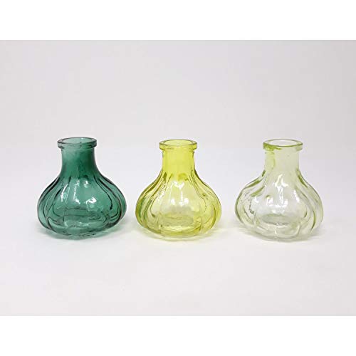 Sandra Rich. Glas VASE Bottle Stripes. 3 kleine Flaschen ca 7 x 7 cm. Petrol - GRÜN 1167-7-51 von Sandra Rich GmbH