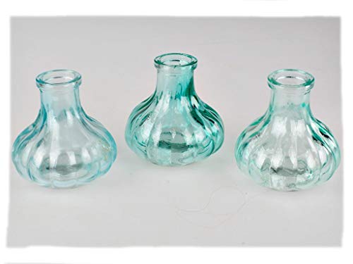 Sandra Rich. Glas VASE Bottle Stripes. 3 kleine Flaschen ca 7 x 7 cm.Türkis - BLAU 1167-7-87 von Sandra Rich GmbH