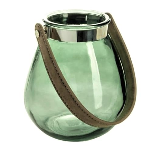 Teelichthalter aus Glas Belly 16cm. Teelichtglas Windlicht Kerzenhalter Kerzenglas Tischdeko für Zuhause (Grün) von Sandra Rich GmbH